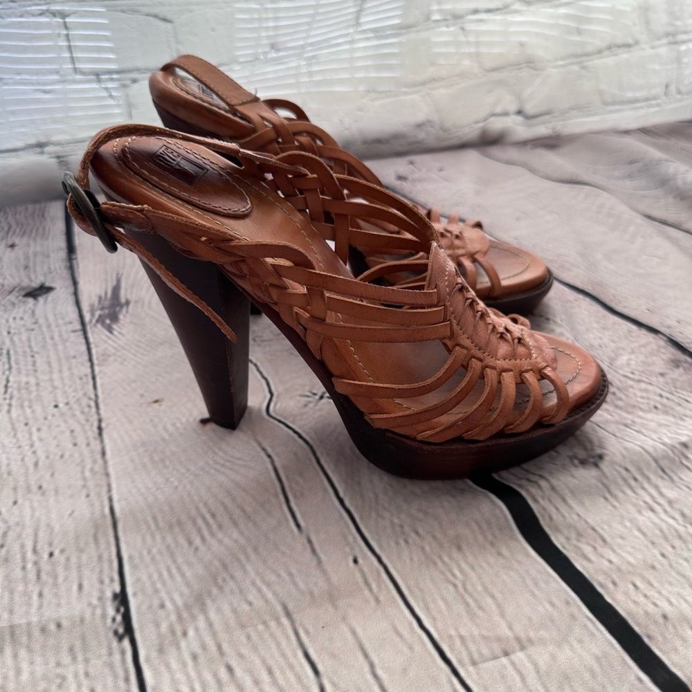 Frye Joy Huarache Platform Slingback Leather Heel